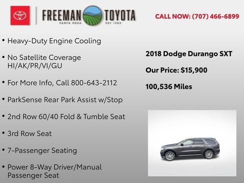 Used 2018 Dodge Durango SXT w/ Quick Order Package 2BB image 12