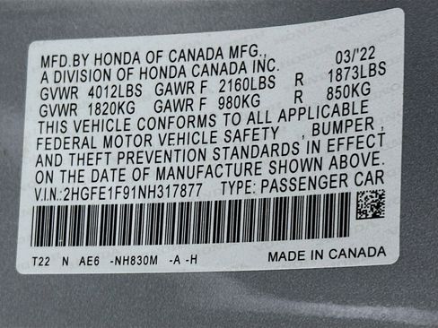 Used 2022 Honda Civic Touring image 12