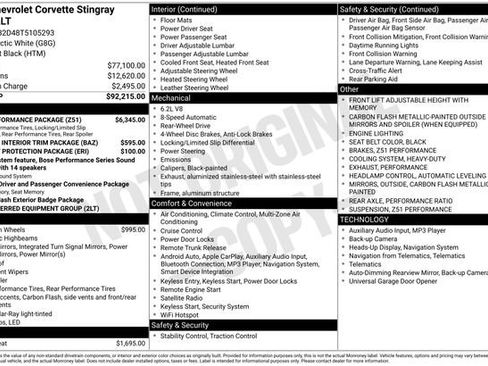 New 2026 Chevrolet Corvette Stingray Preferred Cpe w/ Z51 Performance Package RWD image 2