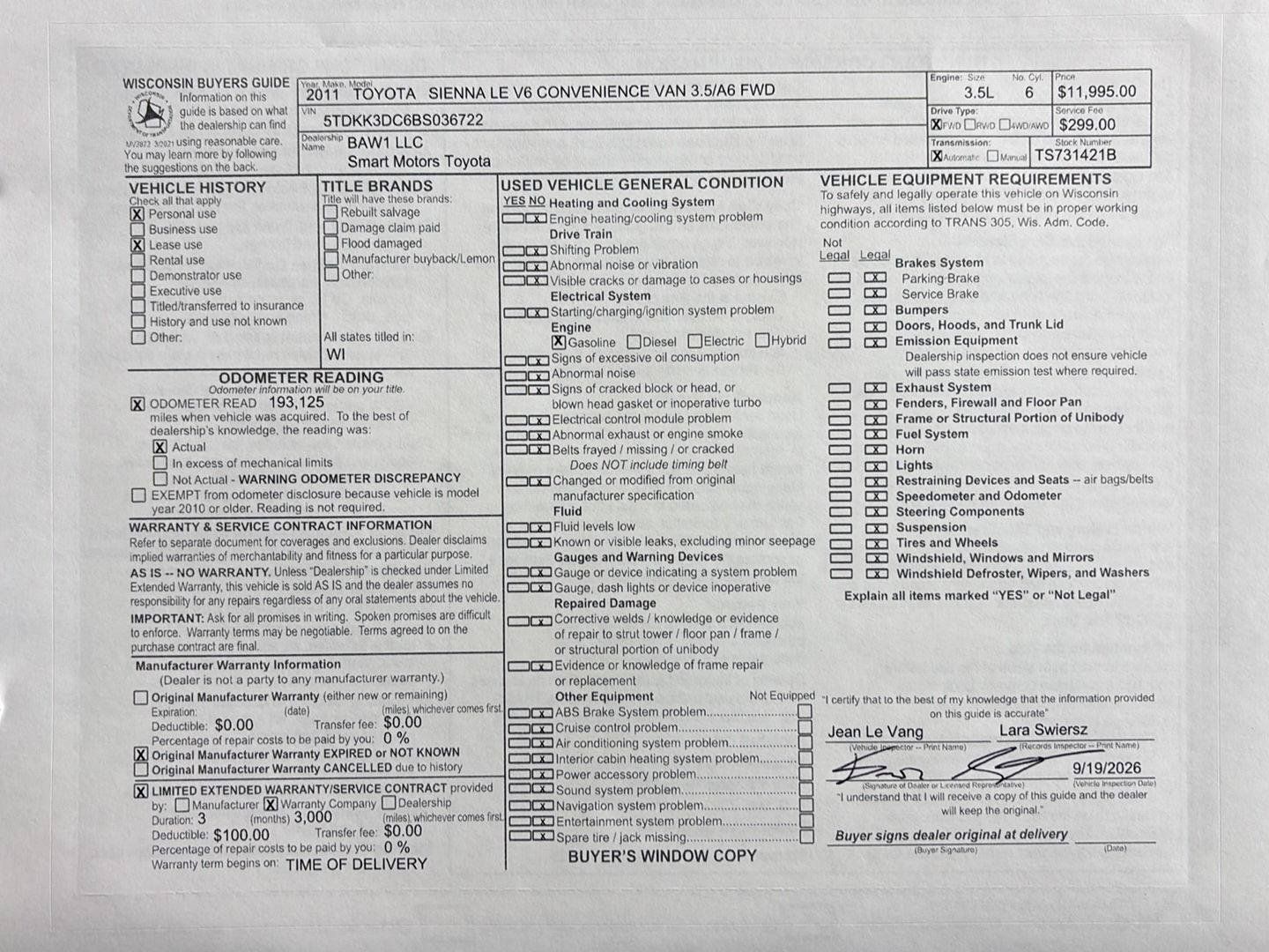 Used 2011 Toyota Sienna LE w/ Towing Pkg FWD image 12