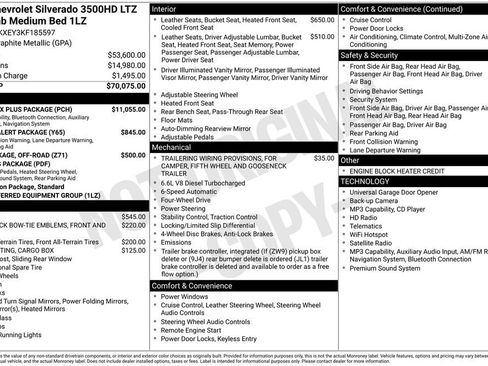 Used 2019 Chevrolet Silverado 3500 LTZ w/ Duramax Plus Package AWD/4WD image 15