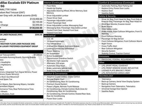 New 2026 Cadillac Escalade ESV Platinum Luxury w/ LPO, Floor Liner Package image 31