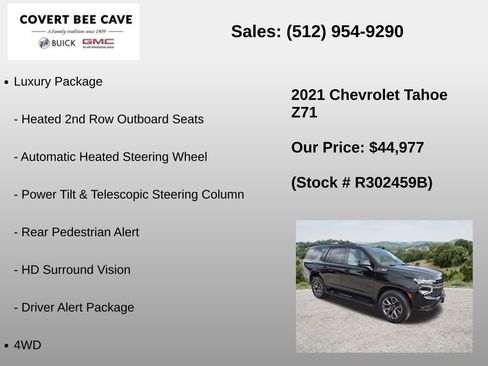 Used 2021 Chevrolet Tahoe Z71 w/ Luxury Package AWD/4WD image 30