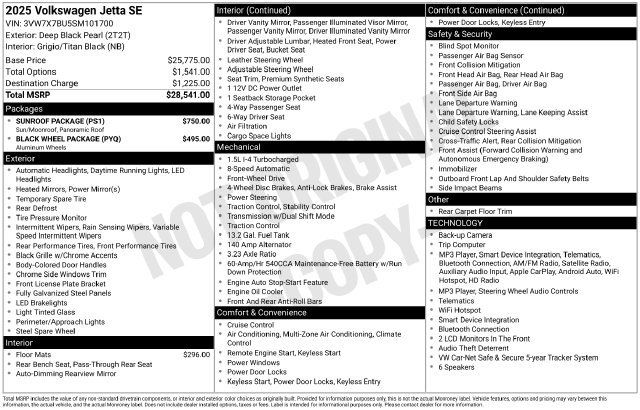 Certified 2025 Volkswagen Jetta SE w/ Sunroof Package FWD image 31