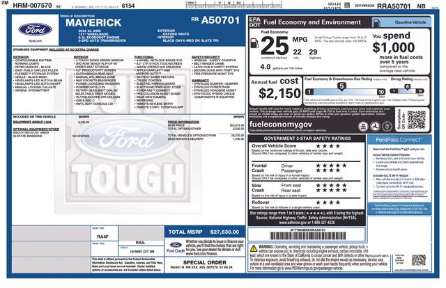 Used 2024 Ford Maverick XL w/ Equipment Group 100A Standard AWD/4WD image 36