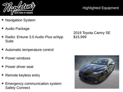 Used 2019 Toyota Camry SE w/ Audio Package image 3