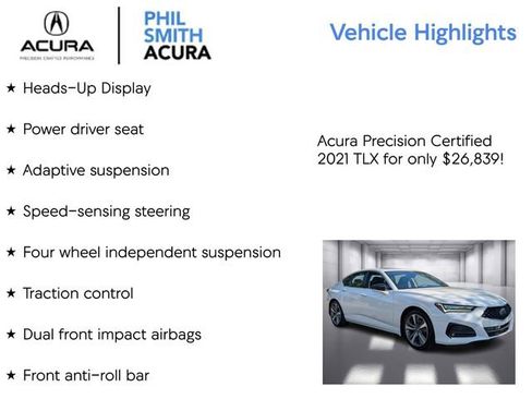 Certified 2021 Acura TLX w/ Advance Package FWD image 13