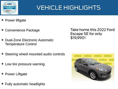 Certified 2022 Ford Escape SE w/ Convenience Package FWD image 21