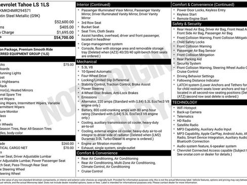 Used 2021 Chevrolet Tahoe LS AWD/4WD image 1