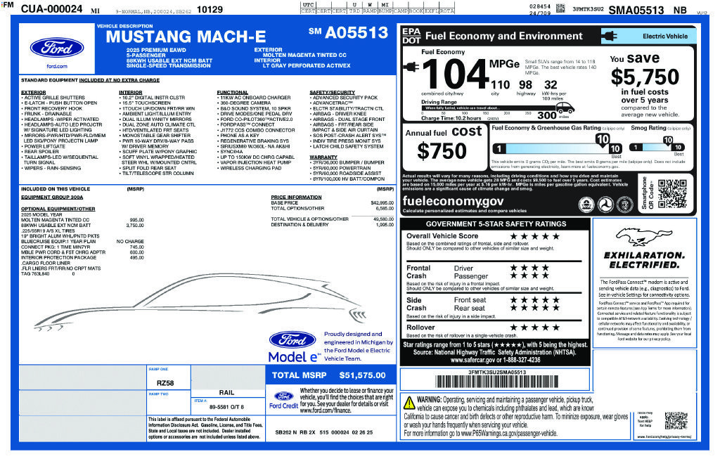 Certified 2025 Ford Mustang Mach-E Premium AWD/4WD image 5