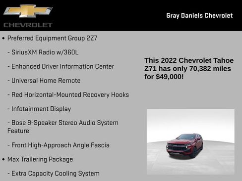 Certified 2022 Chevrolet Tahoe Z71 w/ Z71 Off-Road Package image 16