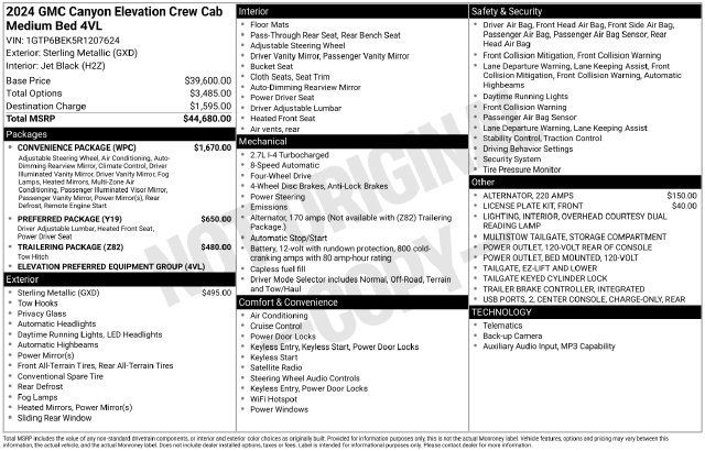 Used 2024 GMC Canyon Elevation w/ Convenience Package AWD/4WD image 33
