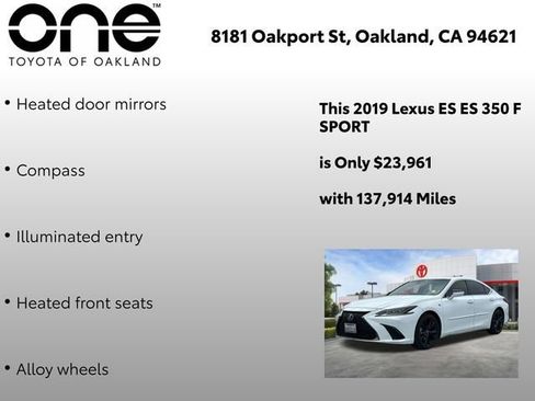 Used 2019 Lexus ES 350 F Sport w/ Accessory Package 2 FWD image 7