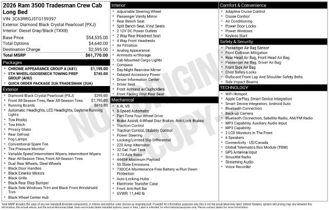 Used 2026 RAM 3500 Tradesman w/ Chrome Appearance Group A AWD/4WD image 5