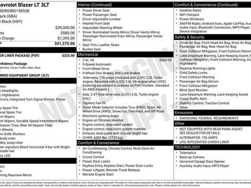 Certified 2024 Chevrolet Blazer LT w/ LPO, Floor Liner Package image 36