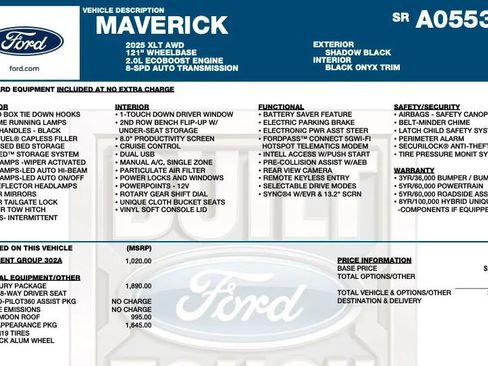 Used 2025 Ford Maverick XLT w/ XLT Luxury Package AWD/4WD image 2