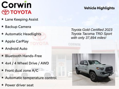 Certified 2023 Toyota Tacoma TRD Sport w/ Technology Package image 9