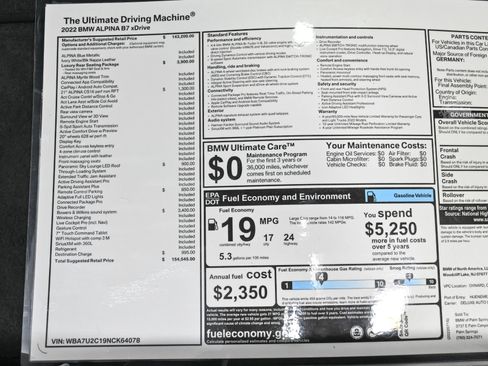 Used 2022 BMW ALPINA B7 xDrive w/ Luxury Rear Seating Package image 63