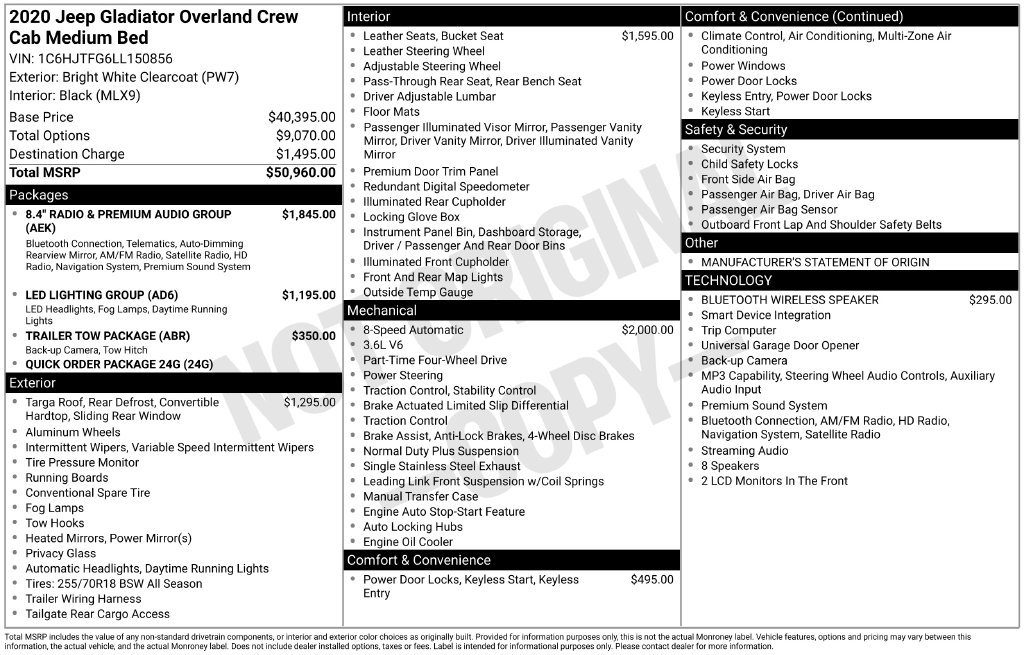 Used 2020 Jeep Gladiator Overland AWD/4WD image 4