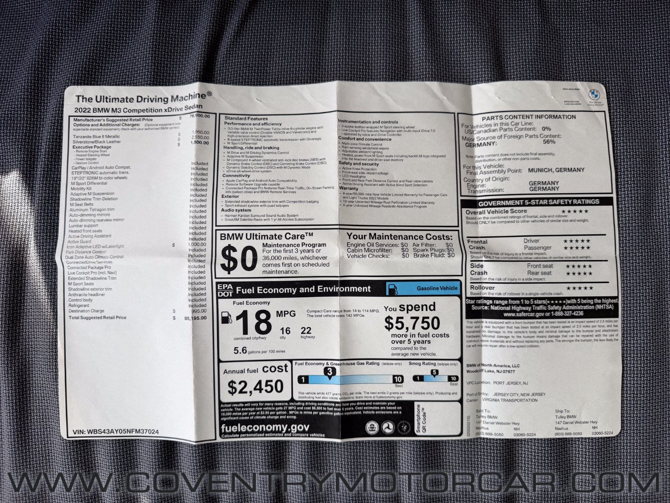 Used 2022 BMW M3 Competition w/ Executive Package AWD/4WD image 14