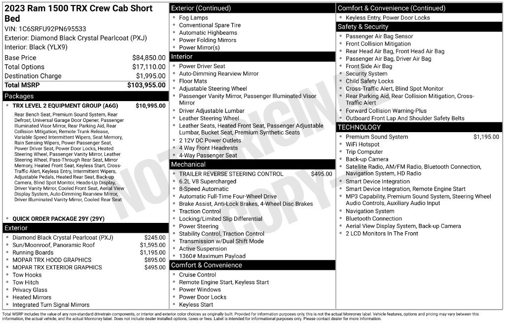 Used 2023 RAM 1500 TRX w/ TRX Level 2 Equipment Group AWD/4WD image 2