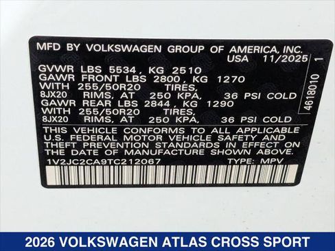 New 2026 Volkswagen Atlas Cross Sport SE image 21
