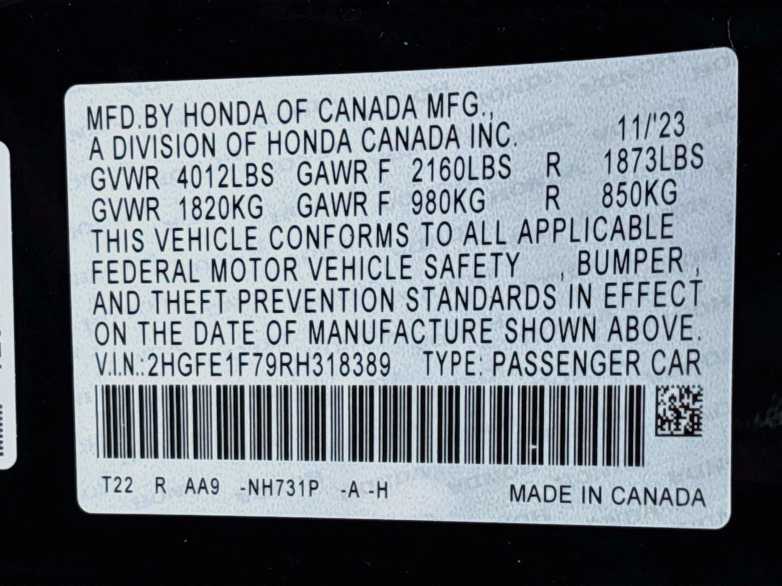Certified 2024 Honda Civic EX image 34