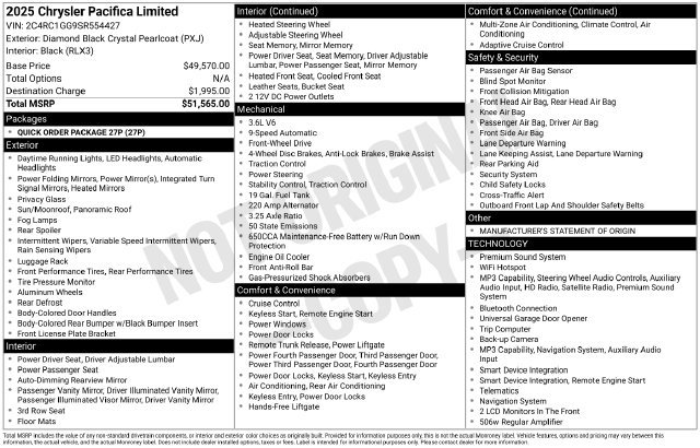 Used 2025 Chrysler Pacifica Limited FWD image 8