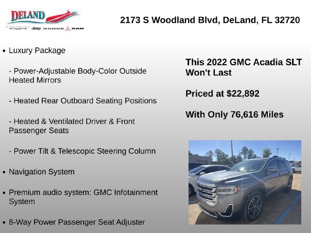 Used 2022 GMC Acadia SLT w/ Technology Package FWD image 25