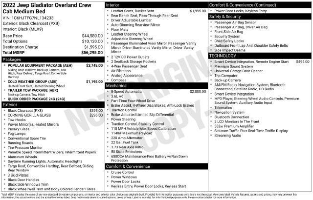 Used 2022 Jeep Gladiator Overland w/ Popular Equipment Package AWD/4WD image 43