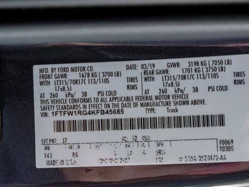 Used 2019 Ford F150 Raptor w/ Equipment Group 802A Luxury image 66