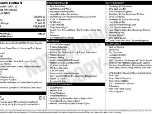 Used 2026 Hyundai Elantra N w/ Cargo Package FWD image 7