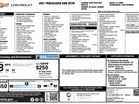 Used 2021 Chevrolet TrailBlazer ACTIV w/ Sun and Liftgate Package AWD/4WD image 29
