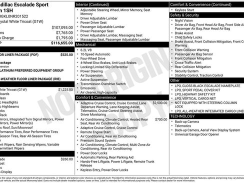 Used 2022 Cadillac Escalade Sport Platinum w/ LPO, Floor Liner Package image 38