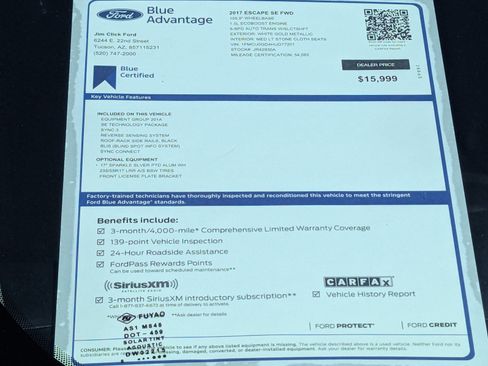 Certified 2017 Ford Escape SE w/ Equipment Group 201A FWD image 13