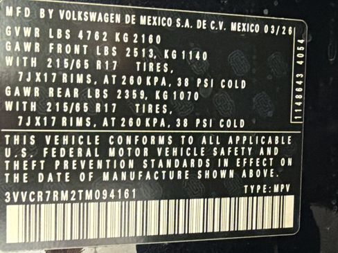 New 2026 Volkswagen Tiguan S FWD image 19