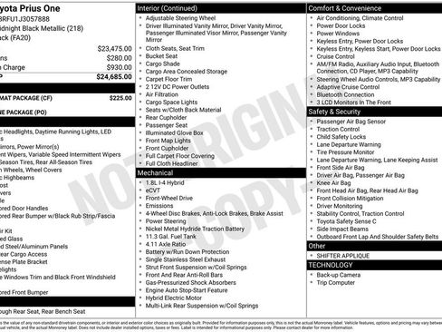 Used 2018 Toyota Prius One w/ Carpet Mat Package FWD image 5