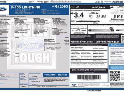 Certified 2022 Ford F150 Lightning Lariat w/ Tow Technology Package AWD/4WD image 35