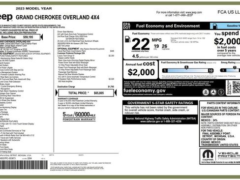 Used 2023 Jeep Grand Cherokee Overland AWD/4WD image 4