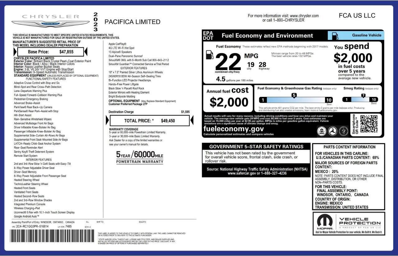 Used 2023 Chrysler Pacifica Limited FWD image 8