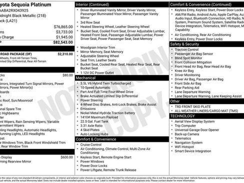 Used 2024 Toyota Sequoia Platinum w/ TRD Off-Road Package AWD/4WD image 20