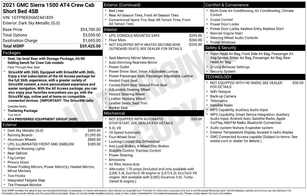 Used 2021 GMC Sierra 1500 AT4 AWD/4WD image 3