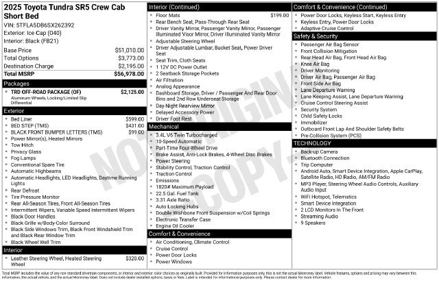 Used 2025 Toyota Tundra SR5 w/ TRD Off-Road Package AWD/4WD image 33