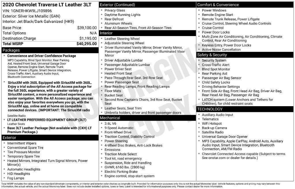 Used 2020 Chevrolet Traverse LT FWD image 11