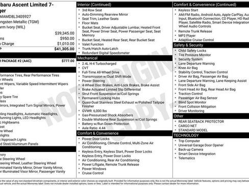 Used 2020 Subaru Ascent Limited w/ Popular Package #2 image 4