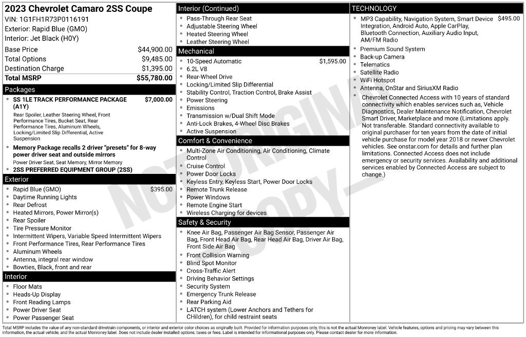 Used 2023 Chevrolet Camaro SS RWD image 26