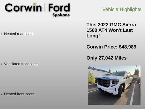 Used 2022 GMC Sierra 1500 AT4 w/ Technology Package AWD/4WD image 12