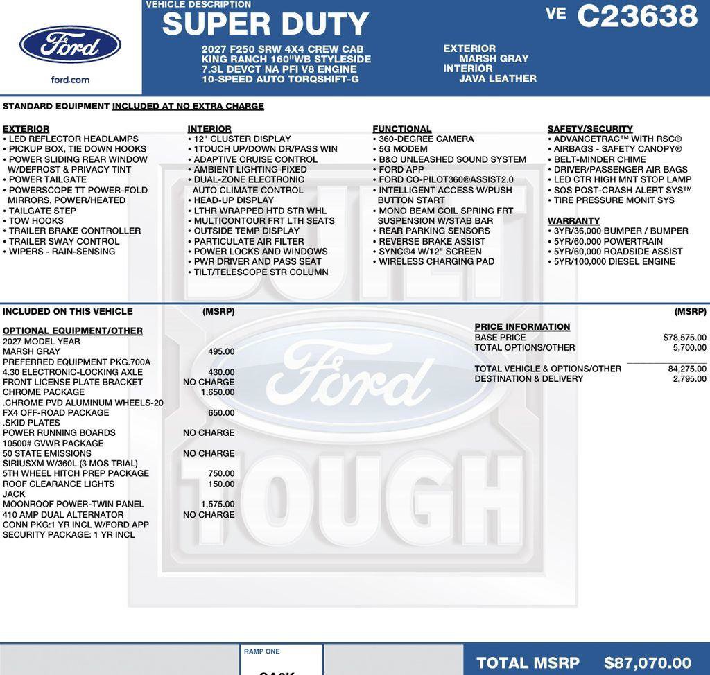 New 2027 Ford F250 King Ranch w/ Chrome Package AWD/4WD image 2