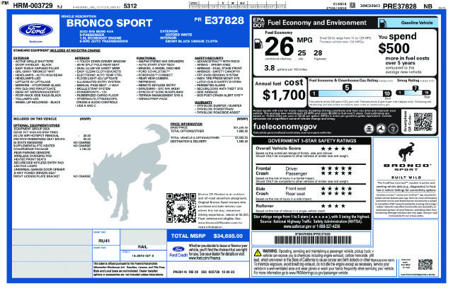 Used 2023 Ford Bronco Sport Big Bend w/ Convenience Package AWD/4WD image 39