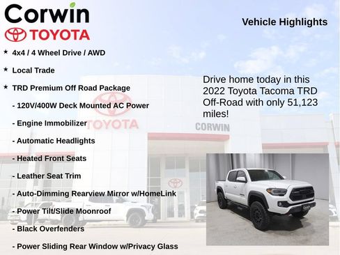 Used 2022 Toyota Tacoma TRD Off-Road w/ TRD Premium Off Road Package AWD/4WD image 7